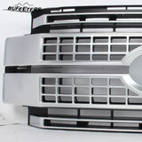 BUFEETERS Front Bumper Upper Grille Fit For 2017 2018 2019 F-250 F-350 F-450 F-550 Super Duty,Platinum Style,Satin Aluminum&Matte Black