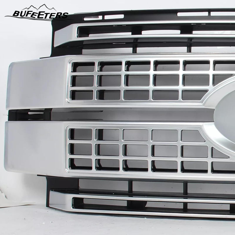 BUFEETERS Front Bumper Upper Grille Fit For 2017 2018 2019 F-250 F-350 F-450 F-550 Super Duty,Platinum Style,Satin Aluminum&Matte Black