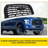 BUFEETERS  Front Bumper Upper Grille Fit For 2015 2016 2017 Ford F150 F-150,Horizontal Style,Matte Black