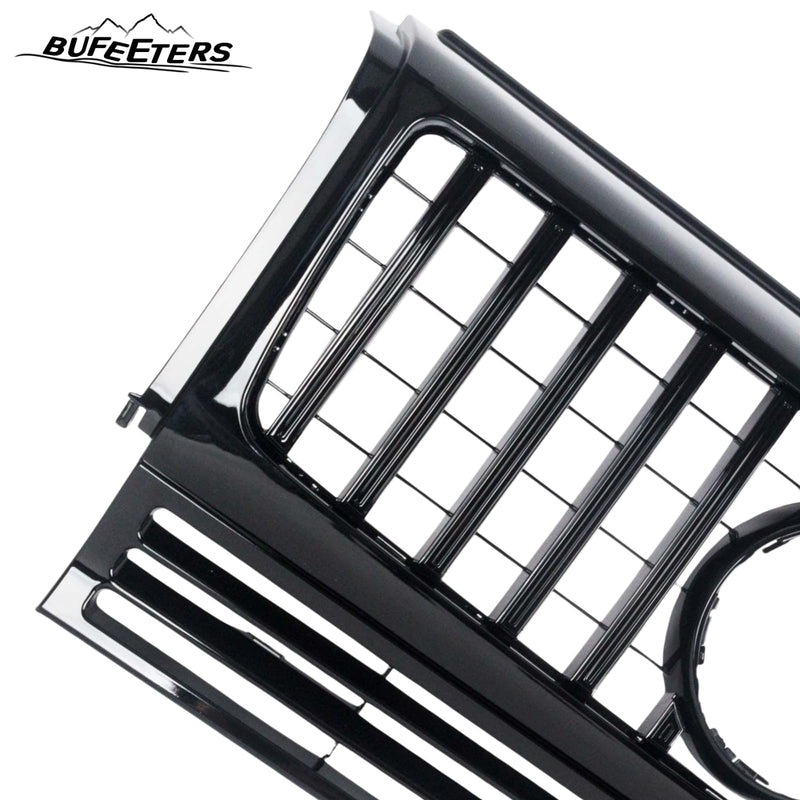 BUFEETERS  Front Bumper Upper Grille W/Camera Hole Fit For 1990-2018 Mercedes Benz W463 G-CLASS,GT/Panamericana Style.All Black