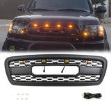 BUFEETERS Front Bumper Upper Grille W/Light Fit For 2001 2002 2003 2004 Toyota Sequoia,Mesh Style,Matte Black