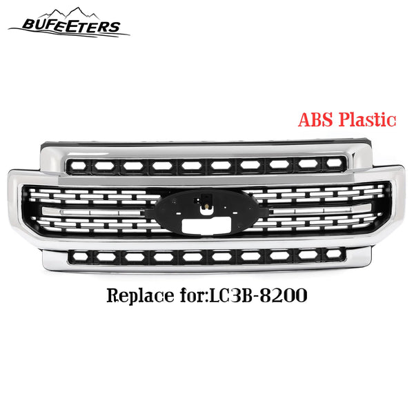 BUFEETERS Front Bumper Upper Grille Fit For 2020 2021 2022 F-250 F-350 Super Duty,Mesh Style,Chrome&Black
