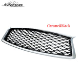 BUFEETERS   Front Bumper Upper Grille Fit For 2018 2019 2020 2021 2022 2023 INFINITI Q50 W/Sensor Holes,Honeycomb Style,Chrome&Black