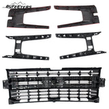 BUFEETERS Front Bumper Upper Grille Fit For 2019 2020 2021 Chevy Silverado 1500,LT Style/Horizontal Billet Style,WA130X Red Hot&Matte Black
