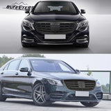 BUFEETERS Front Bumper Upper Grille Fit For 2013 2014 2015 2016 2017 2018 2019 2020 Mercedes Benz W222 S CLASS,Matte Black