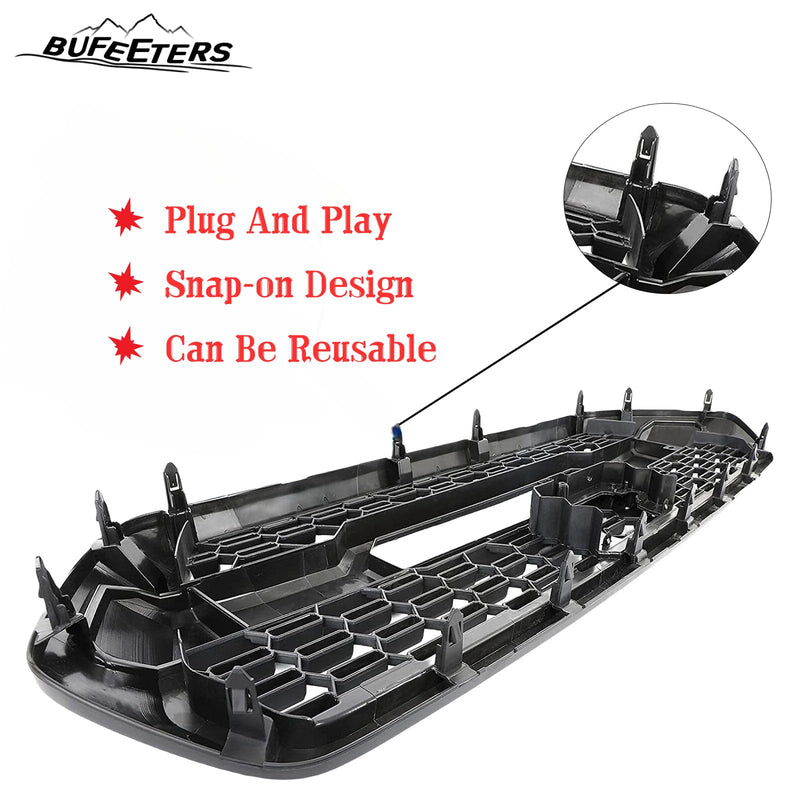 BUFEETERS   Front Bumper Grille With Accessories Fit For 2016 2017 2018 2019 2020 2021 2022 2023 Toyota Tacoma,Mesh Style,Matte Black