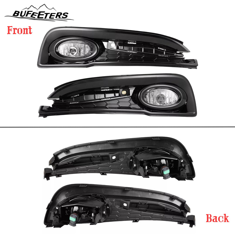 BUFEETERS  5PCS Front Lower Grille & Fog Light Assembly Fit For 2013 2014 2015 Honda Civic Sedan,Mesh Style,Black