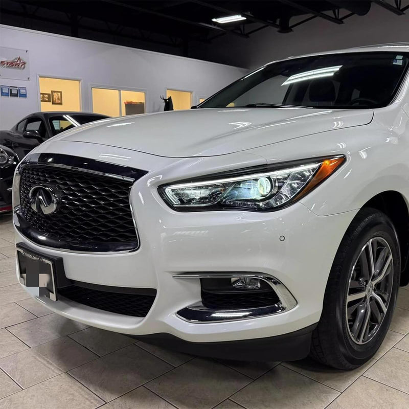 BUFEETERS  Front Bumper Upper Grille With Camera Option Fit For 2016 2017 2018 2019 2020 INFINITI QX60,Mesh Style,Gloss Black