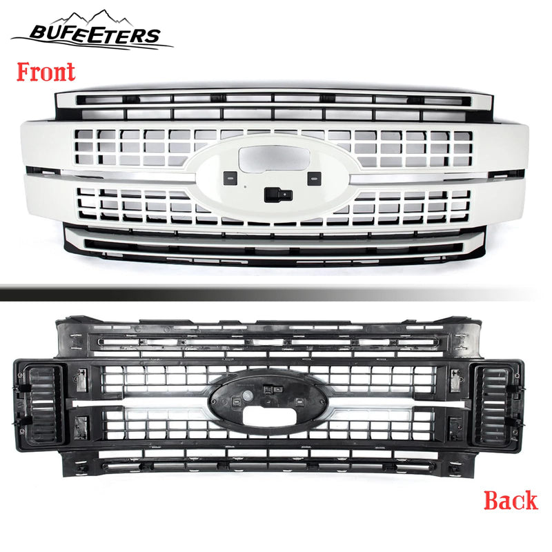 BUFEETERS Front Bumper Upper Grille Fit For 2017 2018 2019 F-250 F-350 F-450 F-550 Super Duty,Platinum Style,Oxford White&Matte Black
