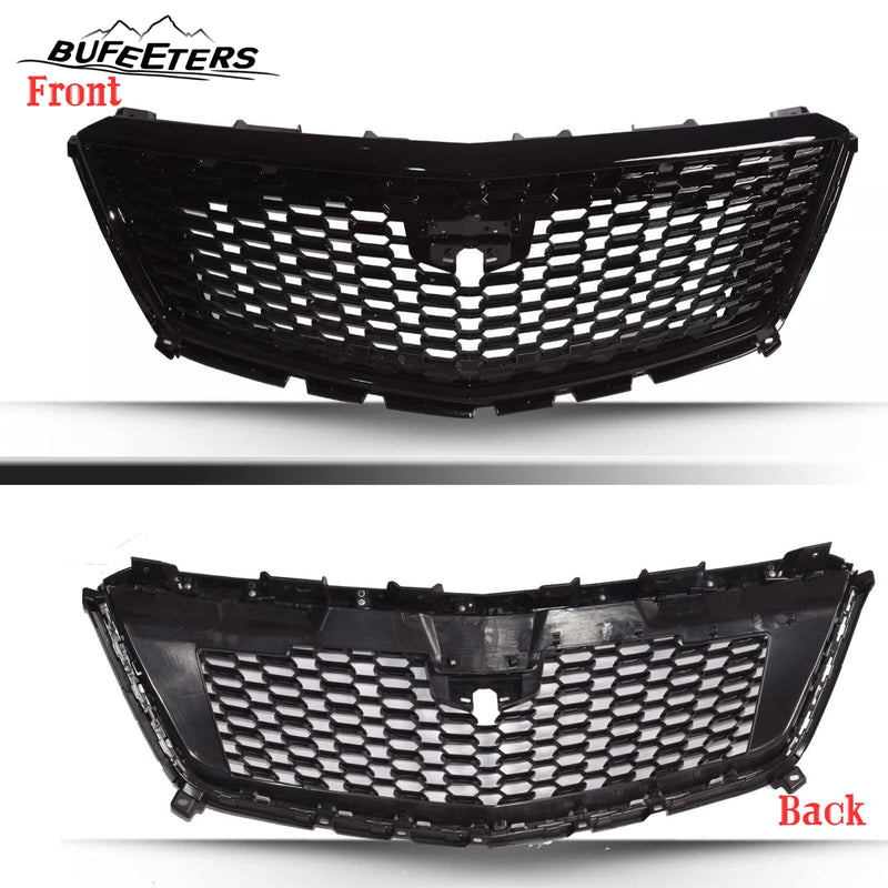 BUFEETERS   Front Bumper Upper Grille W/Camera Hole Fit For 2017 2018 2019 2020 2021 Cadillac XT5,Diamond Style,Gloss Black