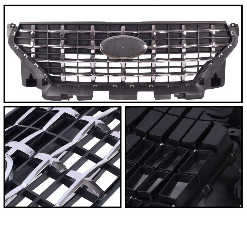BUFEETERS  Front Bumper Upper Radiator Grille W/Chrome Trim  Fit For 2020 2021 2022 2023 Hyundai Venue,Factory Style,Black&Chrome
