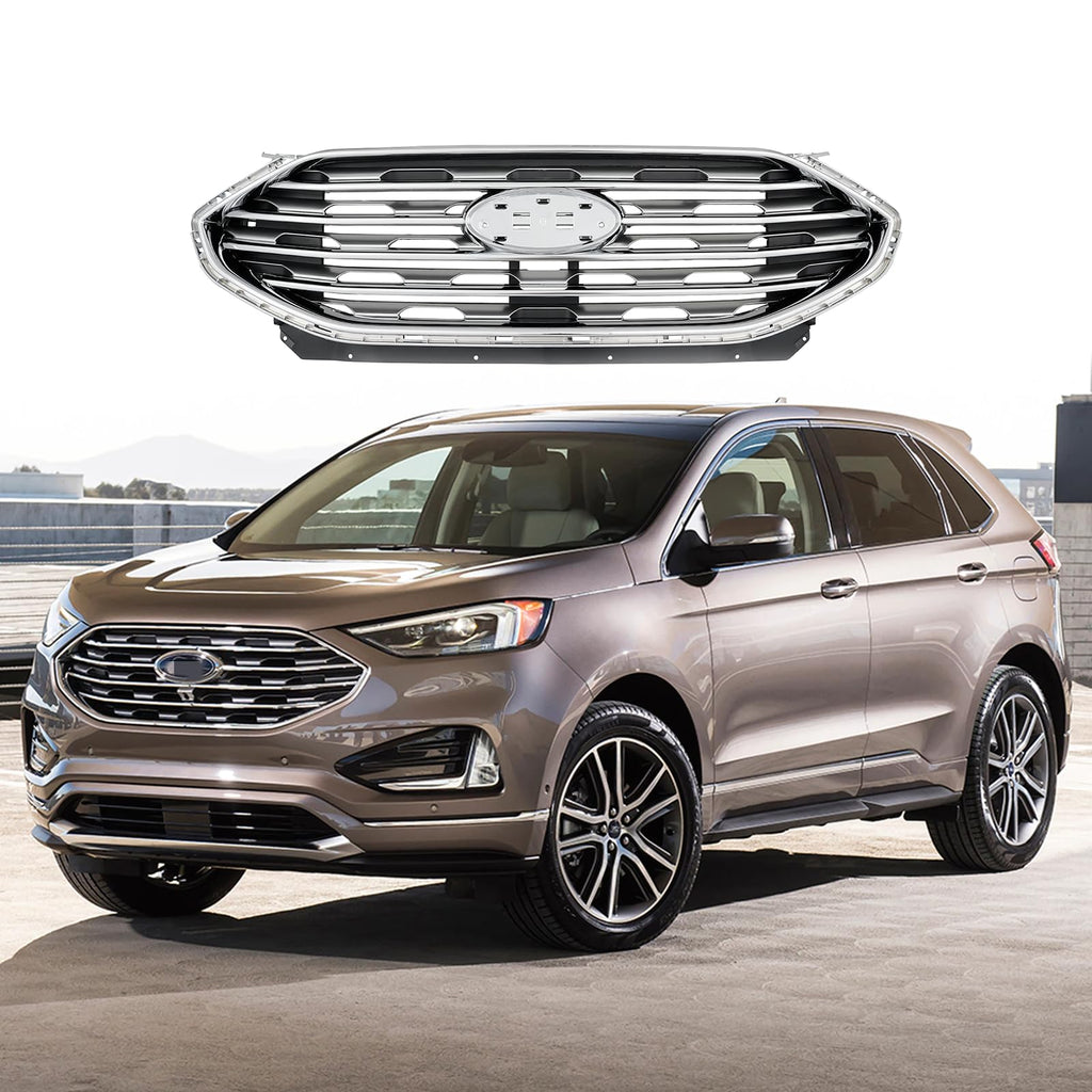 BUFEETERS  Front Bumper Upper Chrome Grille Fit For 2019 2020 2021 2022 Ford Edge,Chrome Style