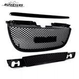 BUFEETERS Front Upper Lower Grille Hood Molding Trim Fit For 2007 2008 2009 2010 2011 2012 2013 2014 GMC Yukon/Yukon XL,Denali Style,Gloss Black