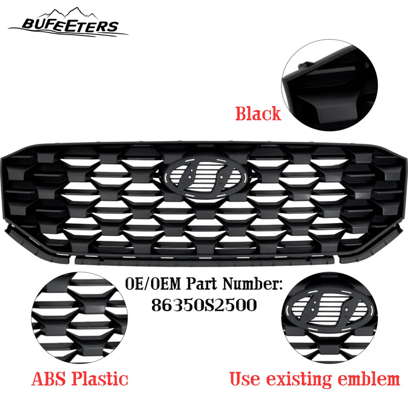 BUFEETERS   Front Bumper Grille Assembly Fit For 2021 2022 Hyundai Santa Fe,Factory Style,Primed Black Shell and Insert