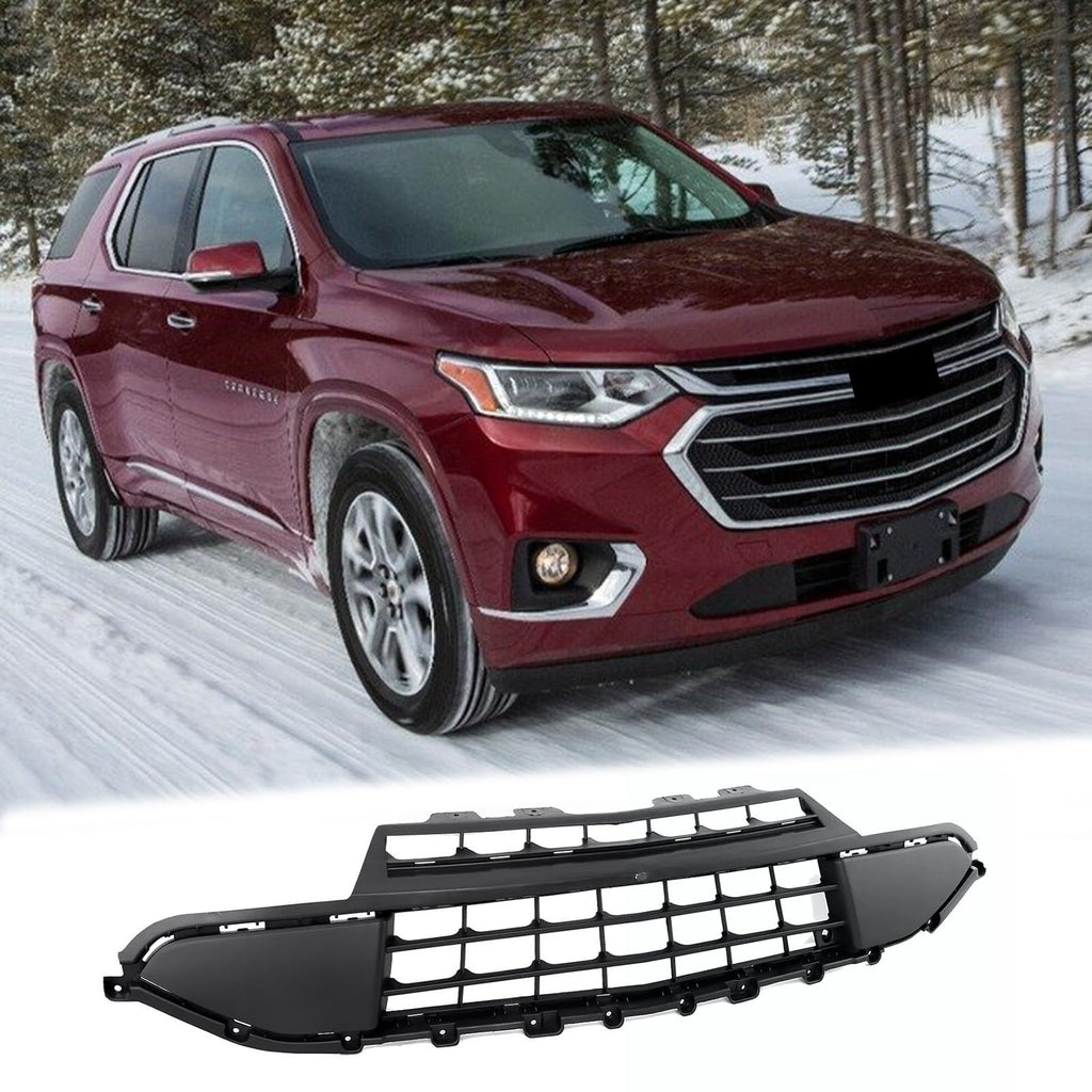 BUFEETERS Front Bumper Lower Grille Fit For 2018 2019 2020 Chevy Chevrolet Traverse,Mesh Style,Chrome&Black