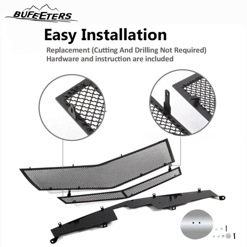 BUFEETERS  Front Bumper Stainless Steel Mesh Grille Fit For 2008 2009 2010 2011 2012 2013 Cadillac CTS/2011 2012 2013 CTS Coupe,Mesh Style,Black