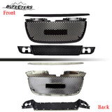 BUFEETERS Front Upper Lower Grille Hood Molding Trim Fit For 2007 2008 2009 2010 2011 2012 2013 2014 GMC Yukon/Yukon XL,Denali Style,Gloss Black