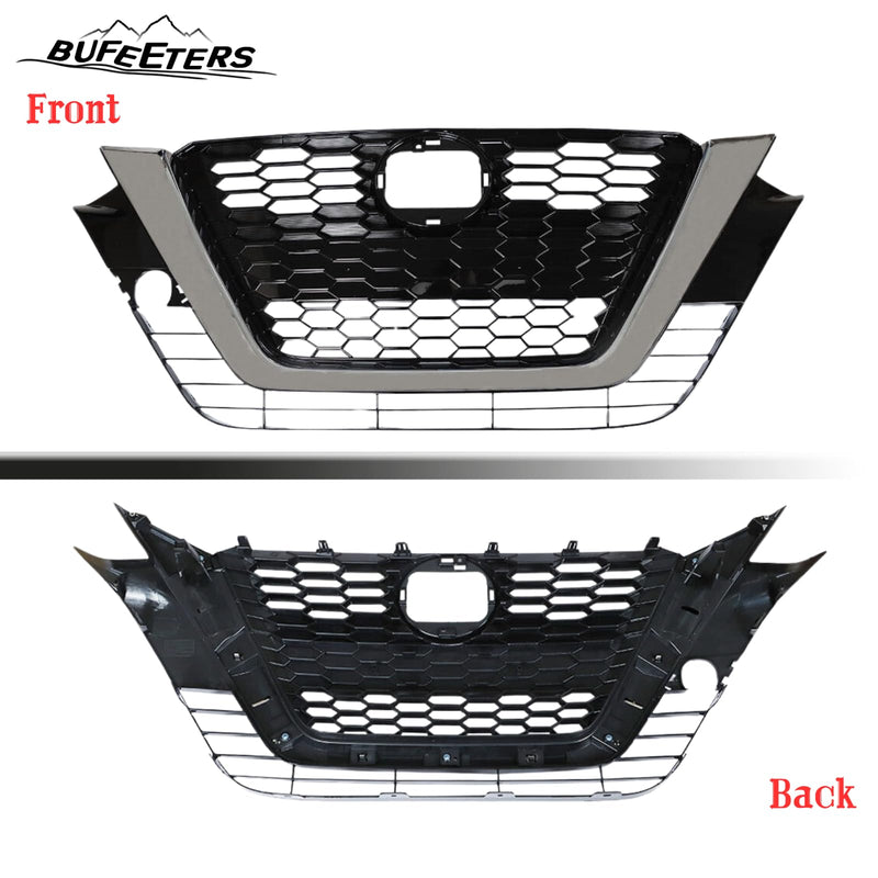BUFEETERS  New Front Bumper Upper Grille Assembly Fit For 2019 2020 2021 Nissan Altima,Honeycomb Style,Chrome&Black