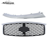 BUFEETERS  Front Bumper Upper Grille W/ Bumper Lower Trim Fit For 2015 2016 2017 INFINITI QX80,Factory Style,Chrome&Black