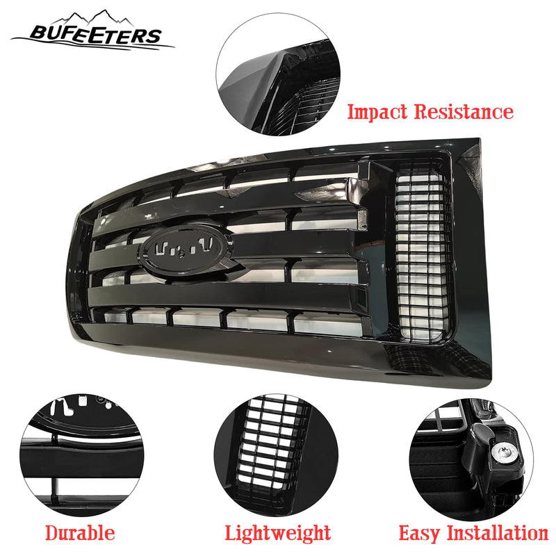 BUFEETERS  Front Bumper Grille Fit For 2009 2010 2011 2012 2013 2014 Ford F150 F-150 XLT,Gloss Black