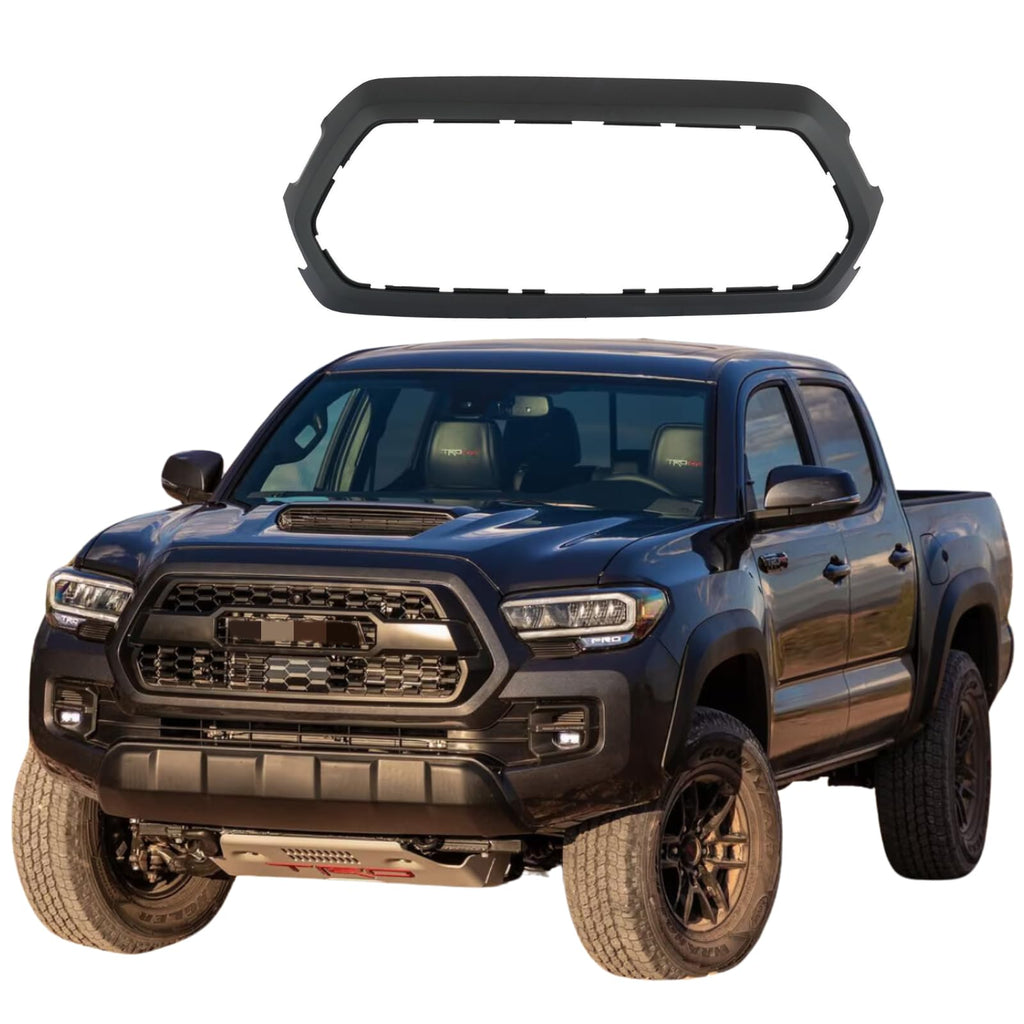 BUFEETERS Front Upper Grille Outer Frame Shell Surround Matte Black Fit For 2016 2017 2018 2019 2020 2021 2022 Toyota Tacoma