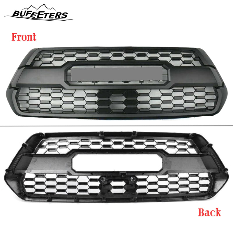BUFEETERS   Front Bumper Grille With Accessories Fit For 2016 2017 2018 2019 2020 2021 2022 2023 Toyota Tacoma,Mesh Style,Matte Black