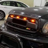 BUFEETERS Front Bumper Upper Grille W/Light Fit For 2001 2002 2003 2004 Toyota Sequoia,Mesh Style,Matte Black