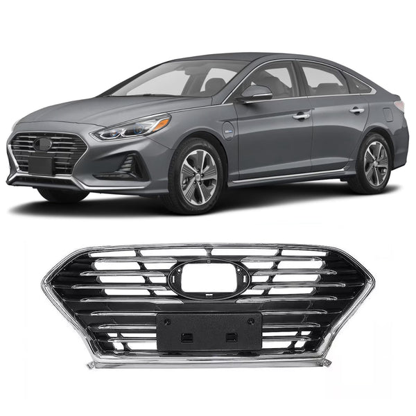 BUFEETERS    Front Bumper Upper Grille Fit For 2018 2019 Hyundai Sonata,Factory Style,Chrome&Black