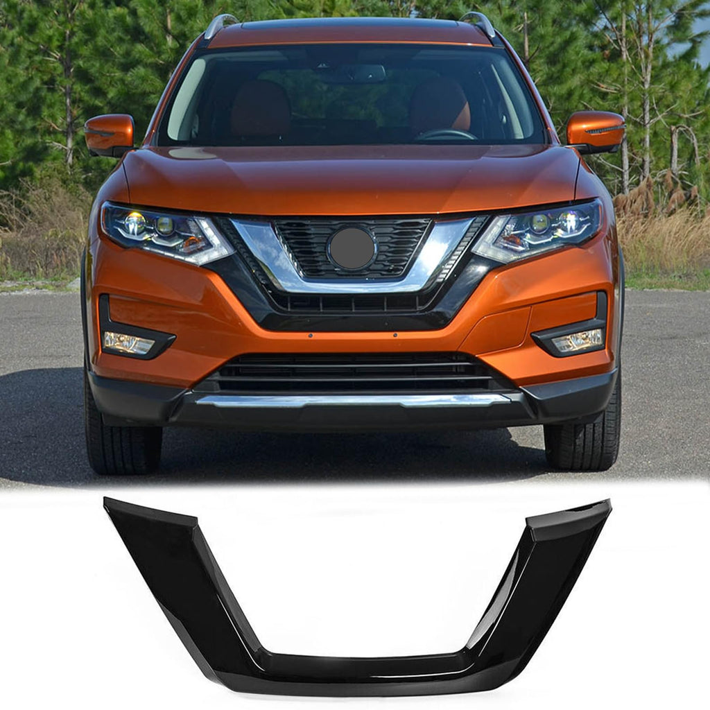 BUFEETERS Front Grille Trim Molding Outer Fit For 2017 2018 2019 2020 Nissan Rogue,Factory Style,Gloss Black