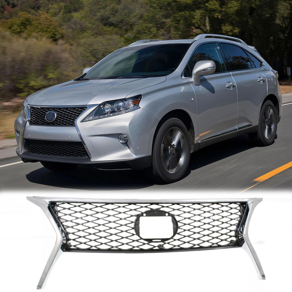 BUFEETERS Front Upper Grille Fit For 2013 2014 2015 Lexus RX350,OE Style,Chrome Shell with Dark Gray Insert