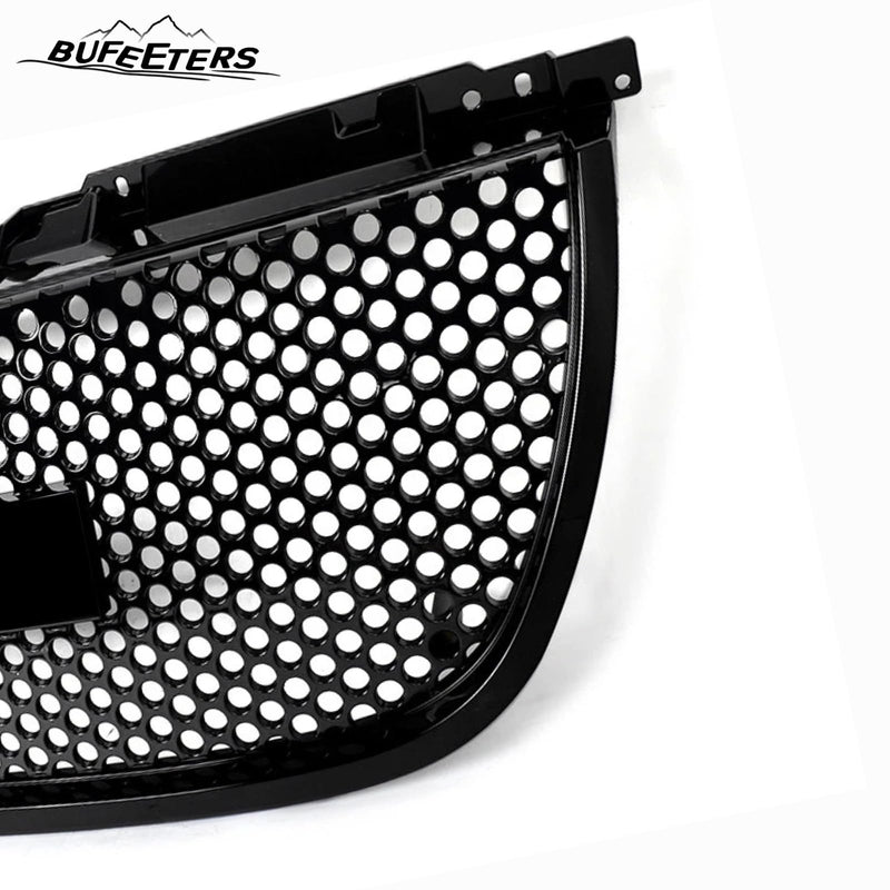 BUFEETERS Front Upper Grille Round Hole Mesh Fit For 2007 2008 2009 2010 2011 2012 2013 2014 GMC Yukon/Yukon XL,Denali Style,Gloss Black