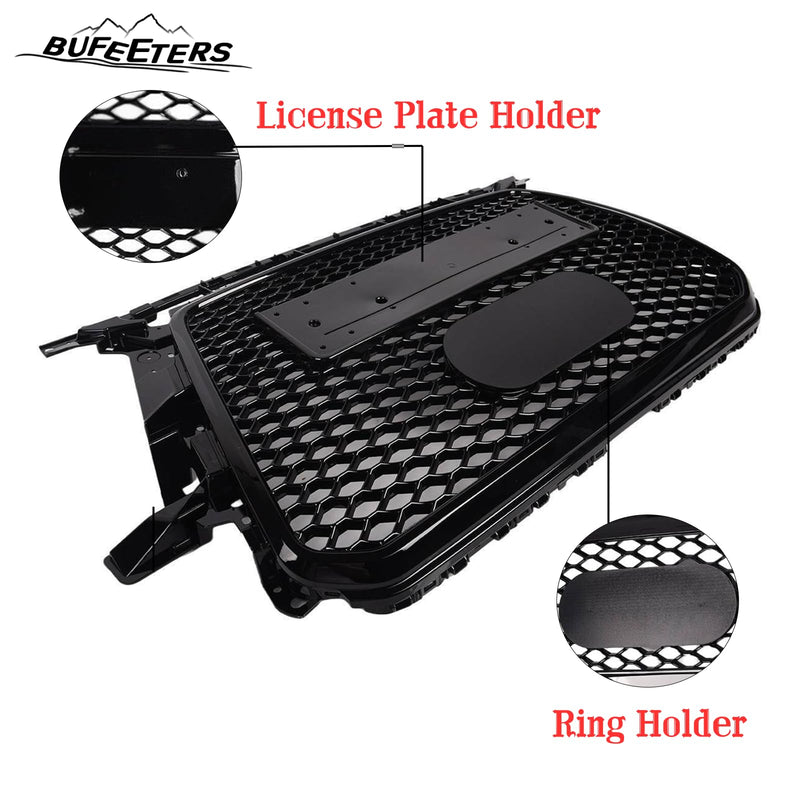 BUFEETERS  Front Bumper Mesh Honeycomb Sport Hex Grille Fit For 2013 2014 2015 2016 2017 Audi Q5 SQ5,RSQ5 Style,Gloss Black