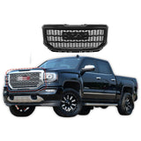 BUFEETERS Front Bumper Upper Grille Fit For 2016 2017 2018 GMC Sierra 1500,Denali Style,Gloss Black