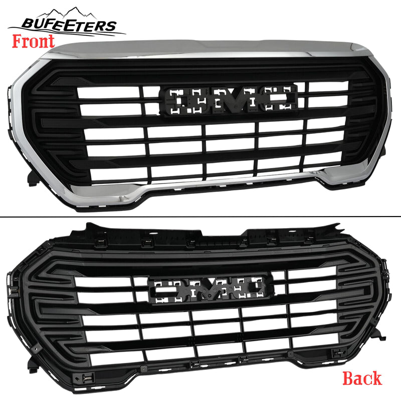 BUFEETERS  Front Bumper Upper Grille Fit For 2022 2023 GMC Terrain,Denali Style,Chrome&Black