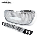 BUFEETERS Front Upper Lower Grille Mesh Assembly Fit For 2007 2008 2009 2010 2011 2012 2013 2014 GMC Yukon/Yukon XL,Denali Style,Chrome&Black