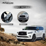 BUFEETERS  Front Upper Grille  W/ Camera Hole Fit For 2018 2019 2020 2021 INFINITI QX80,Mesh Style,Gloss Black