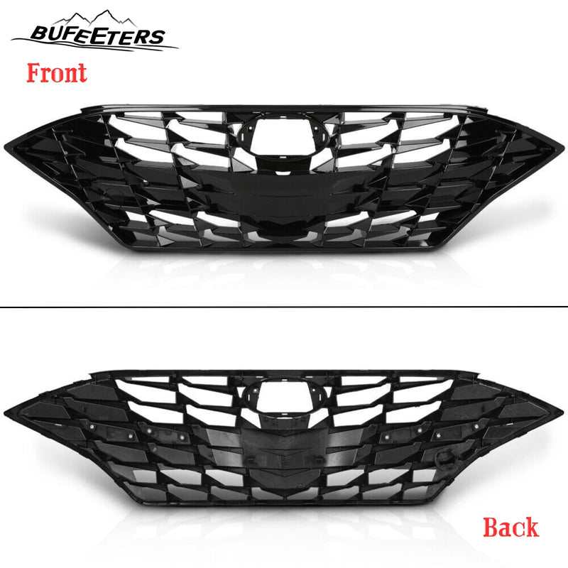 BUFEETERS    Front Bumper Upper Grille W/O Sensor Hole Fit For 2020 2021 2022 2023 Hyundai Sonata,Honeycomb Style,Gloss Black