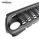BUFEETERS  Front Bumper Upper Grille w/O Camera Hole Fit For 2018 2019 2020 2021 2022 2023 2024 Jeep Wrangler JL Gladiator JT,Rubicon Style,Matte Black&Billet Silver Metallic