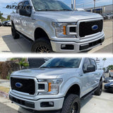 BUFEETERS  Front Radiator Grille Assembly Fit For 2018 2019 2020 Ford F-150,Honeycomb Style,Ingot Silver&Black