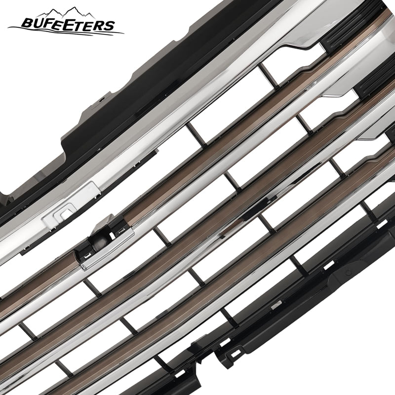 BUFEETERS Front Bumper Upper Grille Fit For 2022 2023 2024 Chevy Silverado 1500 High Country,Chrome&Silver