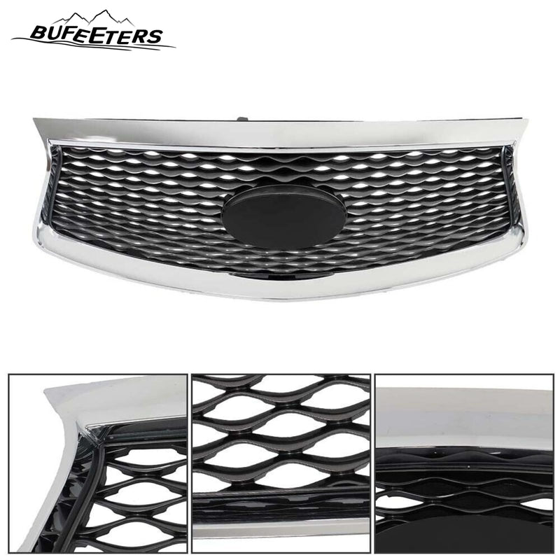 BUFEETERS  Front Bumper Upper Grille With Camera Hole Fit For 2016 2017 2018 2019 2020 Infiniti QX60,Mesh Style,Chrome&Black