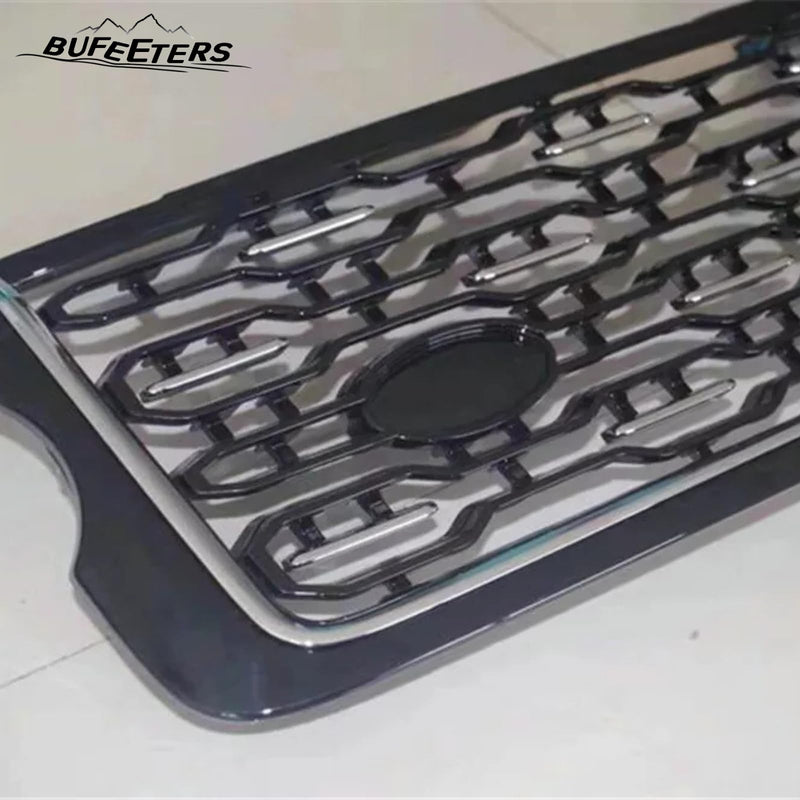 BUFEETERS   Front Grille Mesh Vent Cover Grill Bar Fit For Range Rover 2018+ SVA,Black&Silver
