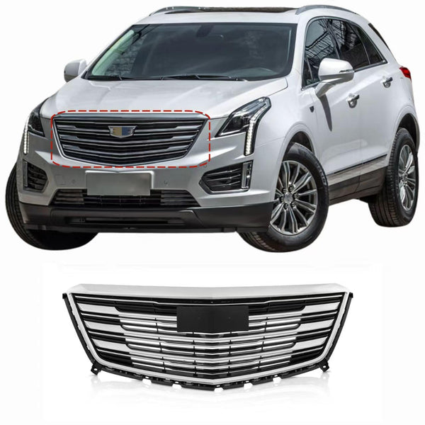 BUFEETERS   Front Bumper Upper Grille Fit For 2016 2017 2018 2019 2020 Cadillac XT5,Horizontal Billet  Style,Chrome&Black