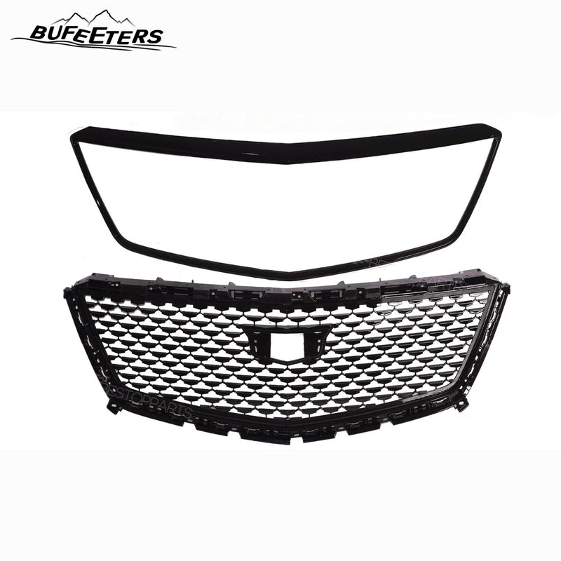 BUFEETERS  Front Bumper Upper Grille&Grille Outer Frame Fit For 2017 2018 2019 2020 2021 2022 2023 Cadillac XT5,Factory Style,Gloss Black