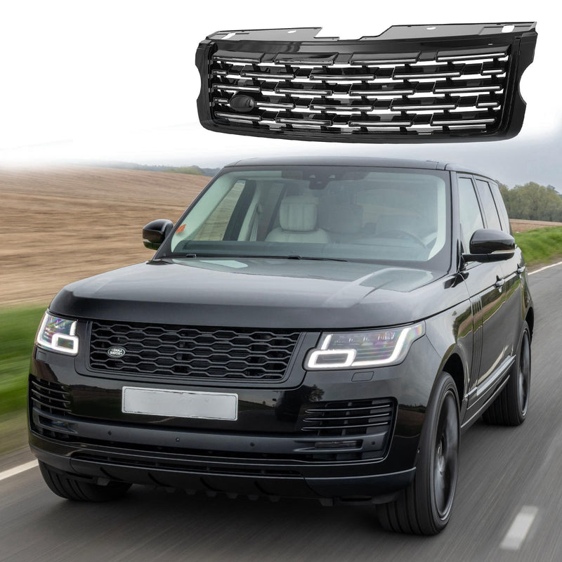 BUFEETERS Front Bumper Upper Grille Fit For 2013 2014 2015 2016 2017 Land Rover Range Rover Vogue L405,Mesh Style,Gloss Black