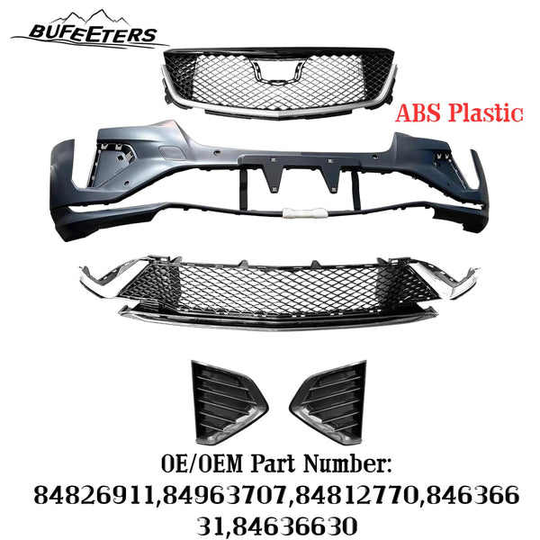 BUFEETERS  5Pcs Complete Front Bumper Grille Kit With Fog Lamp Cover Fit For 2020 2021 2022 2023 2024 Cadillac CT4,Factory Style,Chrome&Black