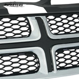 BUFEETERS  Front Bumper Upper Grille Fit For 2011 2012 2013 2014 2015 2016 2017 2018 2019 2020 Dodge Journey,Factory style,Black&Chrome