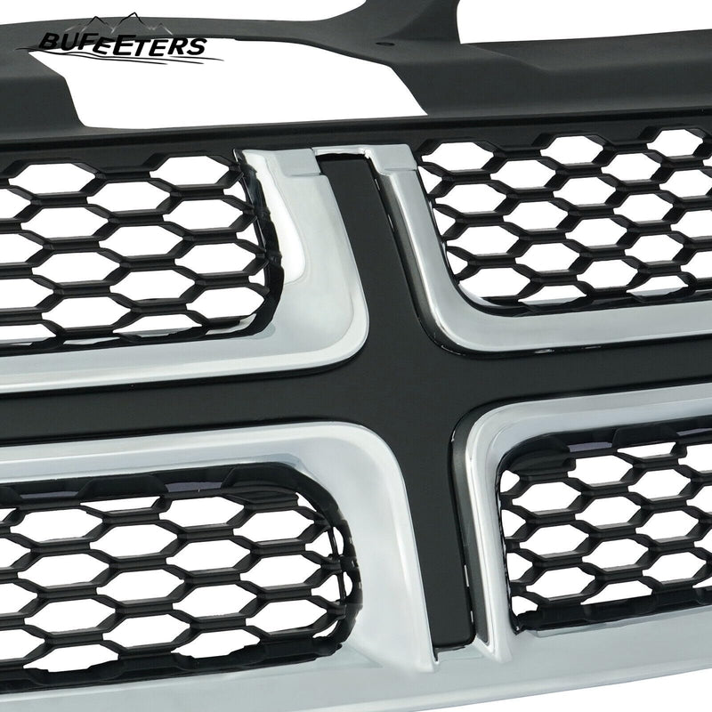 BUFEETERS  Front Bumper Upper Grille Fit For 2011 2012 2013 2014 2015 2016 2017 2018 2019 2020 Dodge Journey,Factory style,Black&Chrome