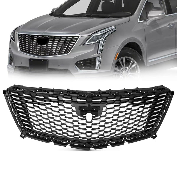 BUFEETERS Front Grille Grill Fit For 2016 2017 2018 2019 2020 2021 2022 2023  Cadillac XT5,Sky Diamond Style,Silver+Black