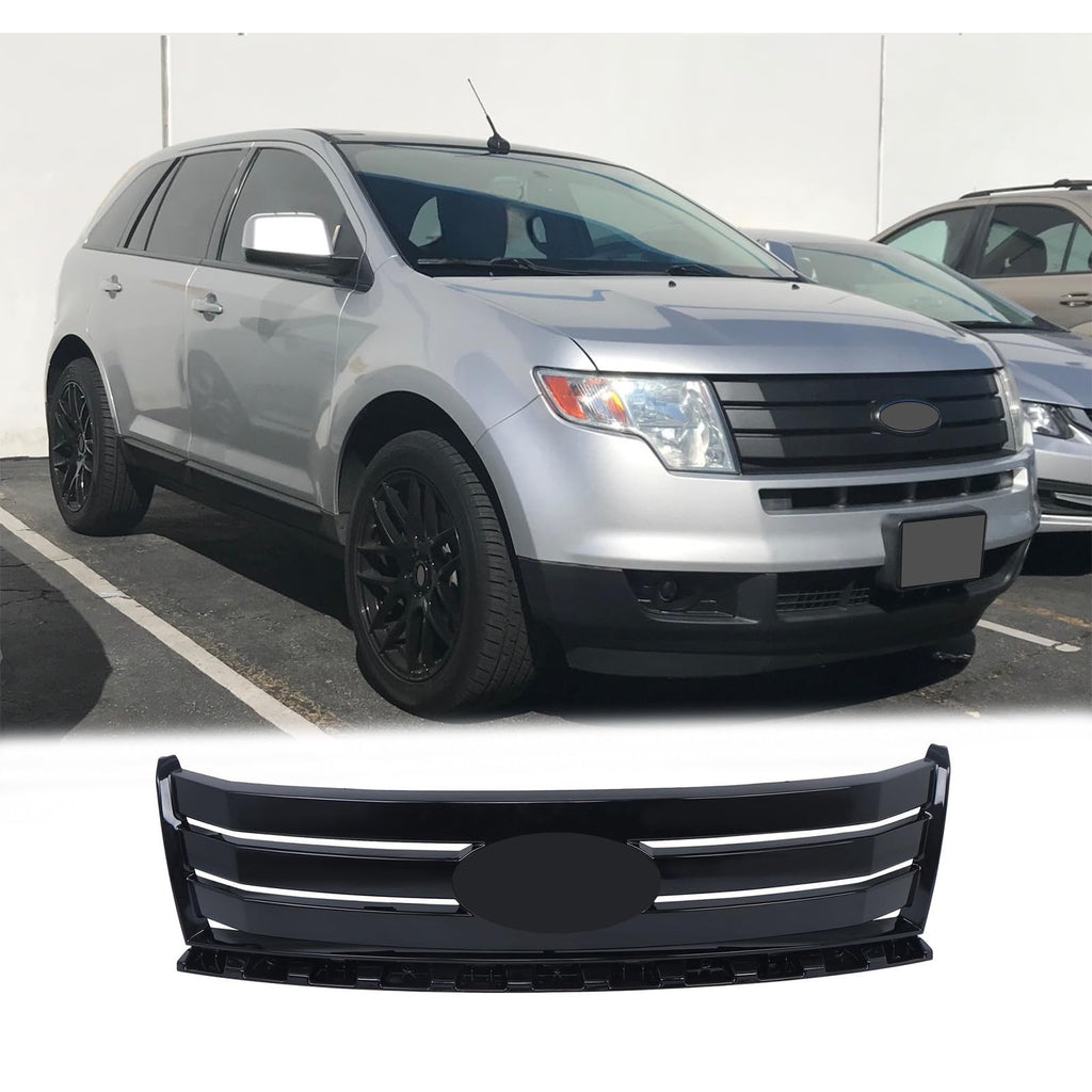 BUFEETERS Front Bumper Grille Upper Grill Trim Fit For 2007 2008 2009 2010 Ford Edge,Factory Style,Gloss Black